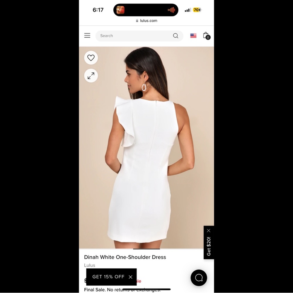 Lulus- Dinah white one shoulder dress